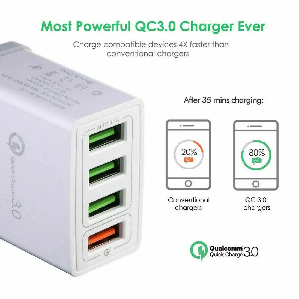 EastVita 4 Мульти Порты и разъёмы Кабель для быстрой зарядки QC 3 0 usb хаб стены Зарядное