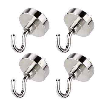 

Magnetic Hooks Powerful Heavy Duty Neodymium Magnet For Your Refrigerator And Other Surfaces, Will Not Scratch, Set Of 4