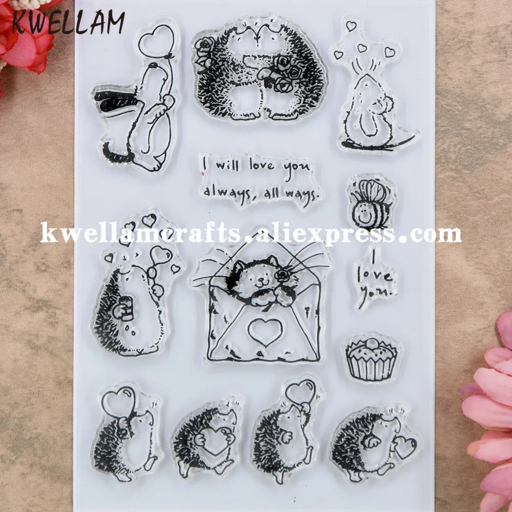 

Cats Heart Hedgehog Mouse Love always Scrapbook DIY photo cards rubber stamp clear stamp transparent stamp 11x16cm KW9012129
