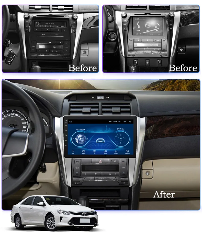 Sale 10.1inch Android 8.1 Car GPS Navigation for Toyota camry 2015-2016 Support Stereo Audio Radio Video Bluetooth 1
