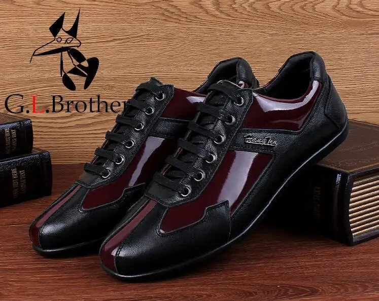 

Lace-up Men's Flats Loafers Male Genuine Leather Patchwork Casual Shoes Dress Moccasin Gommino Round Toes Summer
