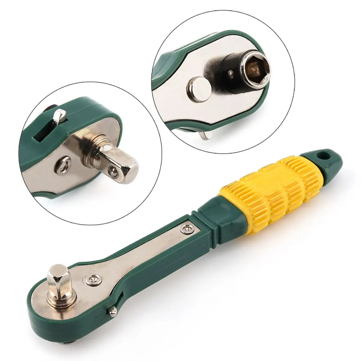 Hot Ratchet Socket Wrench Mini 1/4 Head Screwdriver Pole 6.35mm Inner Hexagon Ratchet Socket Wrench with Dual-head Home Tool