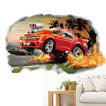 

1 pc Cool Sting-out Road Car 3D Wall Sticker Decal Home Decorative Wall Stickers for Home Decor Club Decorative Painting