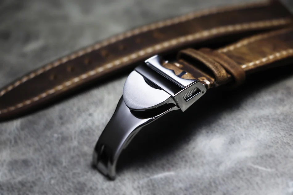 

20 21 22mm Handmade vintage men's leather Universal watchband strap high quality Retro wristband belt bracelet New design buckle