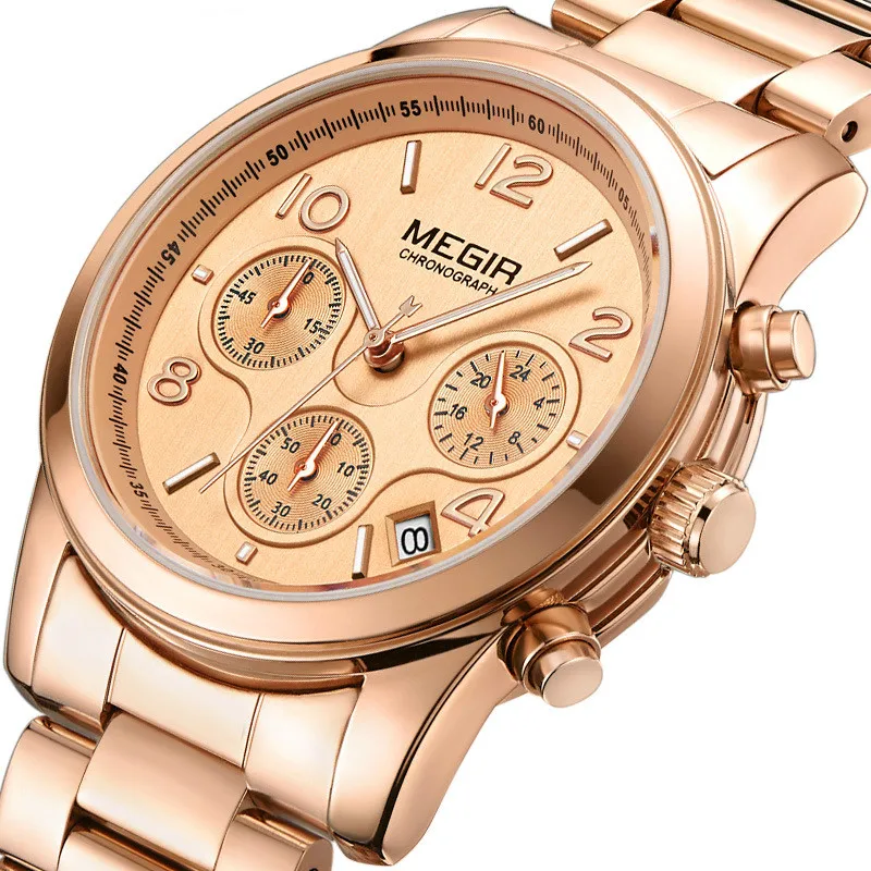 

New fashion women's watch trend multi-function chronograph calendar steel watch quartz watch