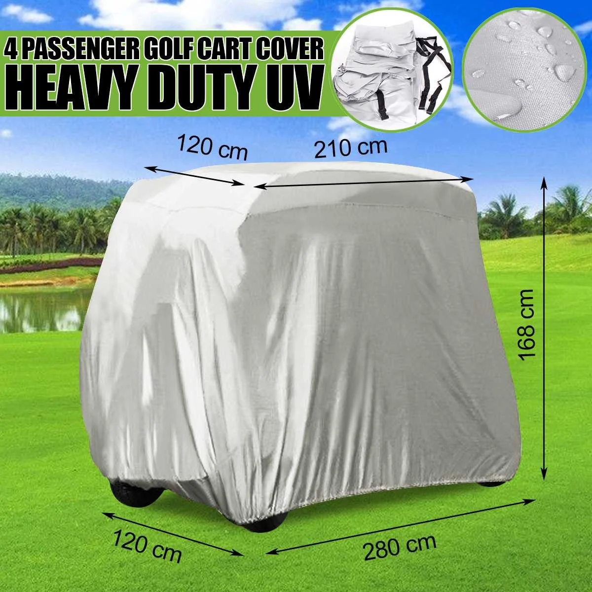 

280x120x168cm 4 Passenger Golf Cart Cover Heavy duty Waterproof For Yamaha EZ Go Club Car US