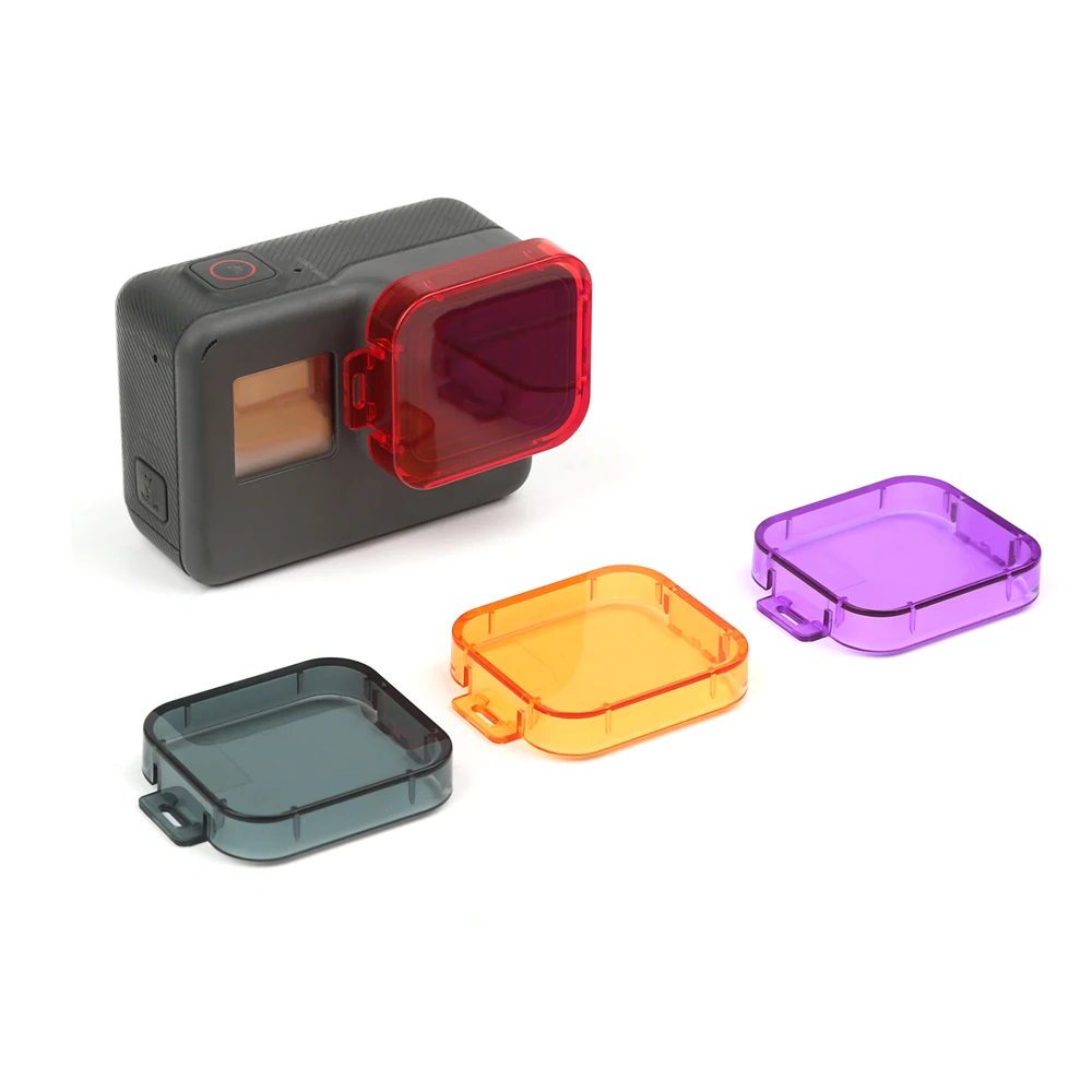 

FGHGF 6 Colors Diving Filter for GoPro Hero 7 6 5 Black Camera Cover Lens Cap Red Gray Purple Orange Filter For Go Pro Accessory