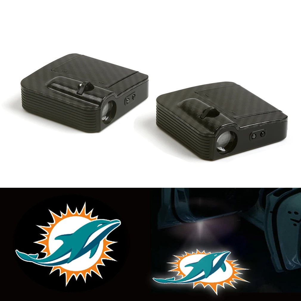 

Fit For Miami Dolphins Logo LED Car Door Wireless Ghost Laser Projector Shadow Light 12V