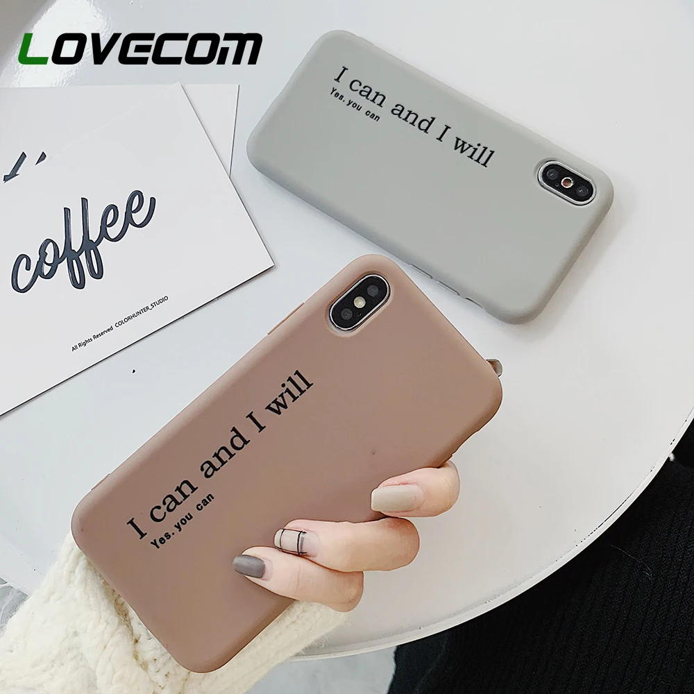 

LOVECOM Couple Cute Candy Color Case For iPhone XS Max XR X 6 6S 7 8 Plus Retro Letter Printed Soft Phone Back Cover Gift