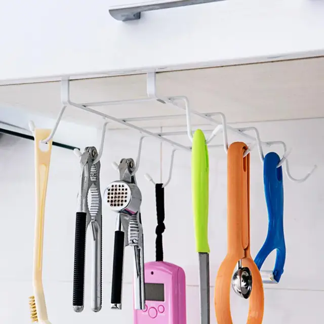 Special Offers 8 Hooks Cup Holder Hang Kitchen Cabinet Under Shelf Storage Rack Organiser Hook