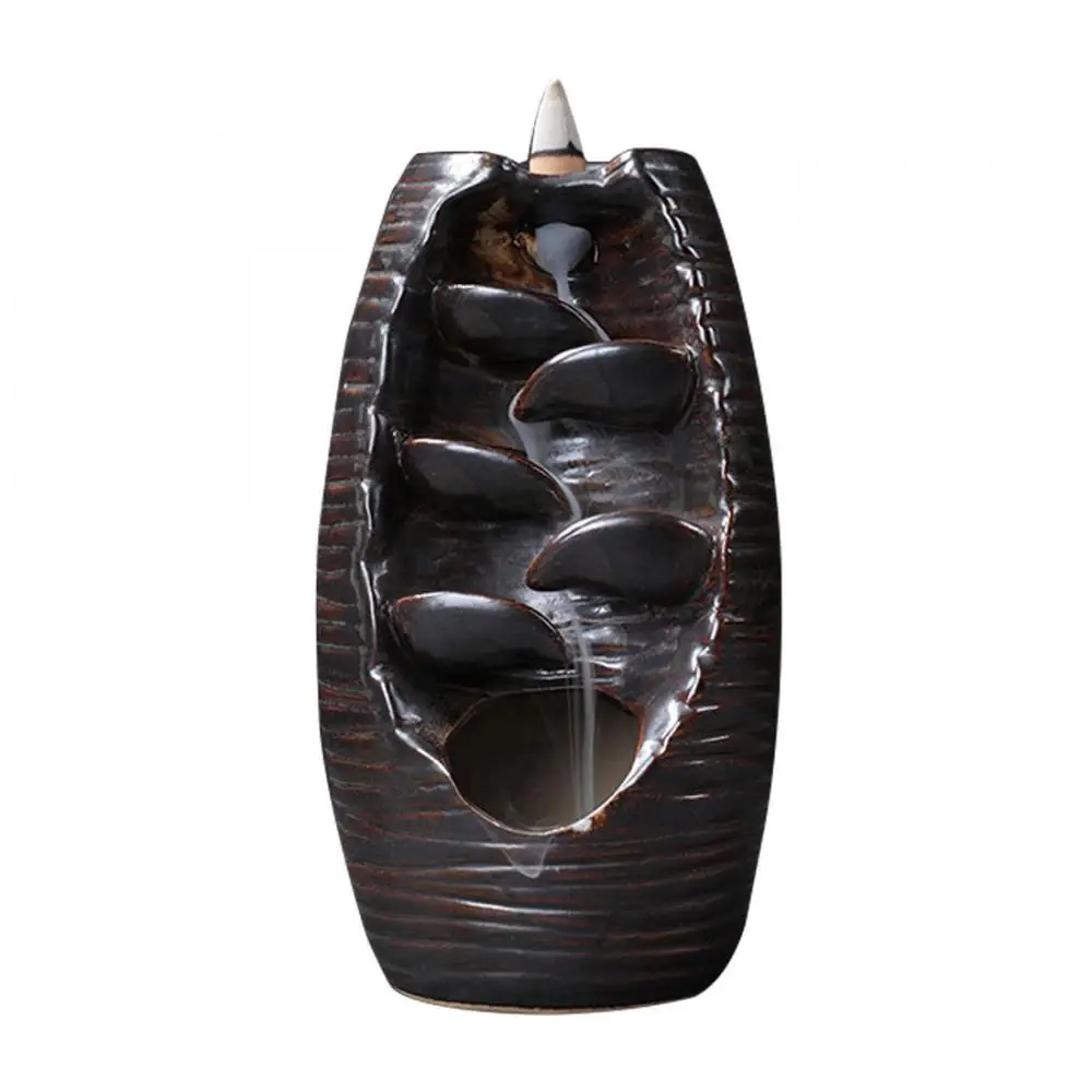 

Backflow Incense Burner Smoke Waterfall Incense Holder Ceramic Censer Traditional Chinese Creative Home Decor Aromatherapy Cense