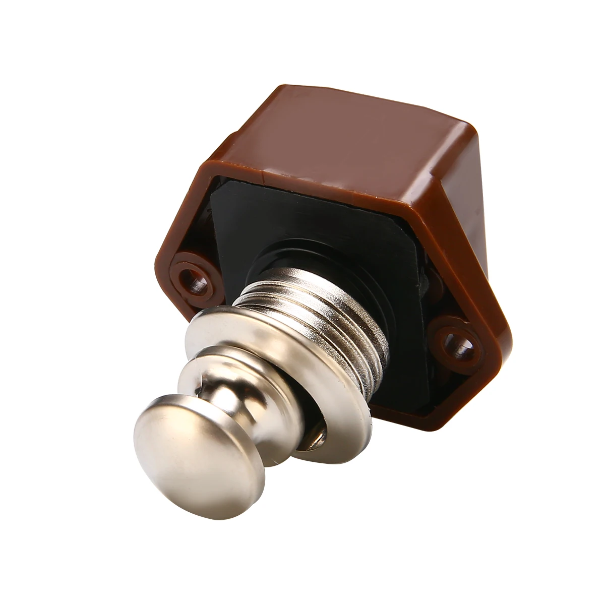 Mini Brown Push Button Catch Drawer Cupboard Door Knob Lock For Caravan