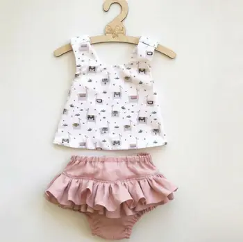 

PUDCOCO Cute Newborn Baby Girl Outfit Set Alpaca Top Vest Ruffles Shorts Sunsuit 2PCS