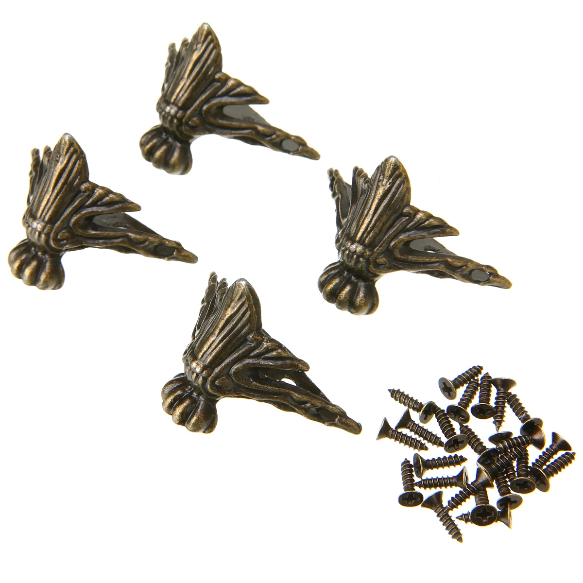 4pcs/set Antique Corner Protector Bronze Jewelry Box Wooden Case Decorative Furniture Feet Leg Corner Protector 4pcs/set Antique Corner Protector Bronze Jewelry Box Wooden Case Decorative Furniture Feet Leg Corner Protector