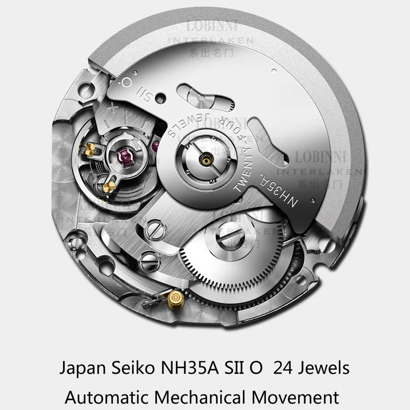 Новинка LOBINNI мужские часы Топ люксовый бренд Япония Импорт NH35A SII O авто механические MOVT Мужские часы сапфир reloj hombre L1018-1