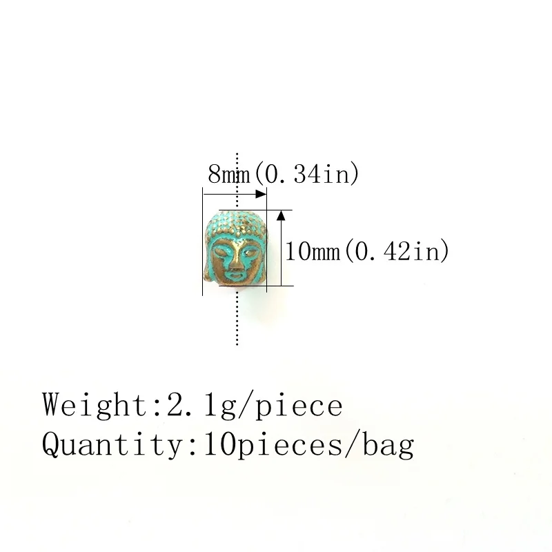 10 шт./лот 10 мм античный патина цинковый сплав зеленые буддийские амулеты на голову бусины подходят для браслета ожерелье Ремесла Изготовление DIY аксессуары