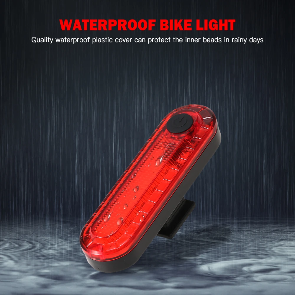 Rechargeable Bicycle Bike LED Tail Light Cycling Safety Warning Rear Lamp flash