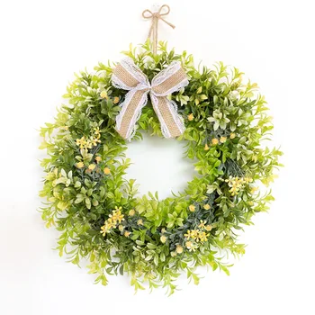 

Decorative Flowers Wreaths Garland Green Hanging Wreaths For Home Door Wall Hanging Decoration Festive Party Artificial Decor