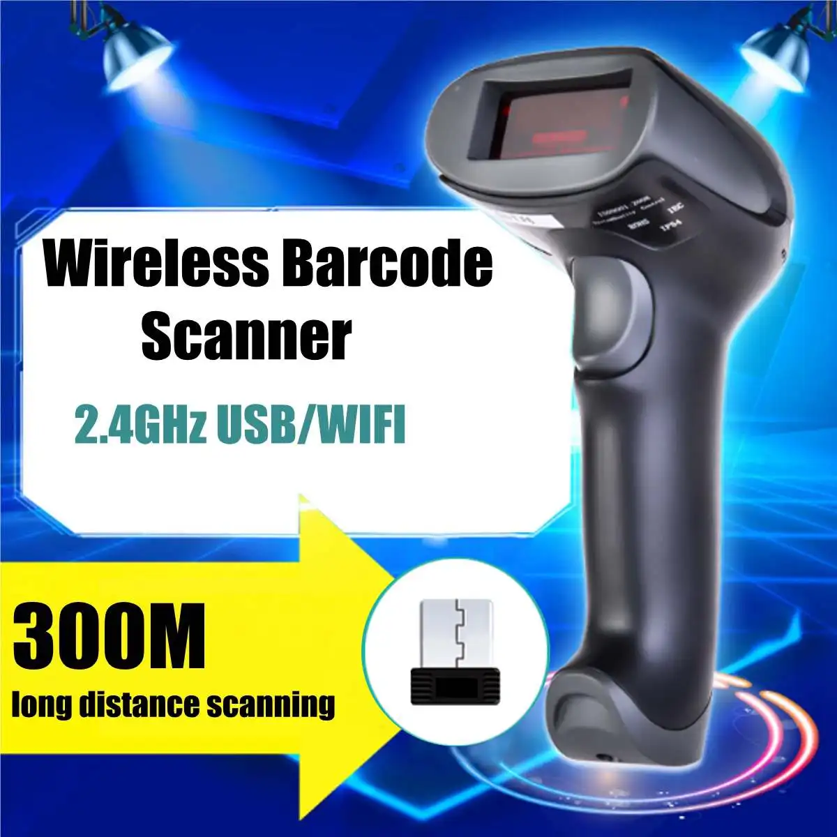 

2.4GHz Handheld bluetooth Wireless Laser USB Barcode Scanner Scan Label Reader POS 300M Distance