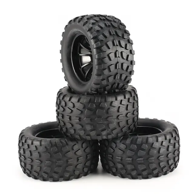 Special Offers 4Pcs 130mm 10 Contour Dump Fetal Flower Off-road Wheel Rim and Tires for 1/10 Monster Truck Racing RC Car Accessories