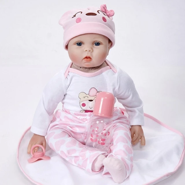 Muñeca Reborn de silicona suave de 55cm, juguetes de vinilo, muñecas grandes para de 3 a 7 años, para bebés con tela de blusa _ - AliExpress Mobile