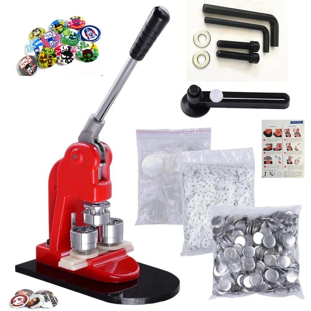 

best sell 32mm (1.25") button maker kit pin badge sets button making machine with 1000pcs press badge pins