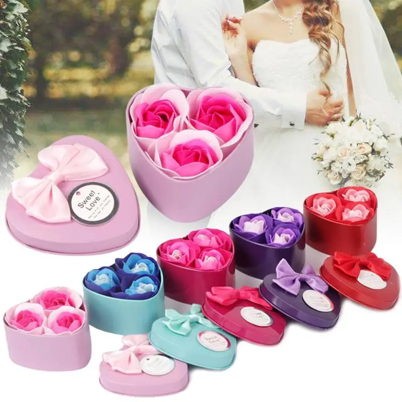 

3Pcs/set Rose Bath Body Petal Flower Scented Soap Surprise gift Wedding Decoration Creative Valentine's Day 1pc Gift Box #A40