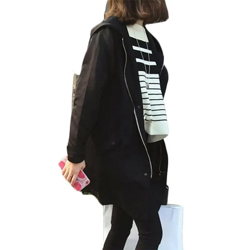 Korean Fashion Casual Jacket Coat Women Spring Autumn Loose Type Jacket Outwear Letter Printed Long Style Female Zipper Tops New Korean Fashion Casual Jacket Coat Women Spring Autumn Loose Type Jacket Outwear Letter Printed Long Style Female Zipper Tops New