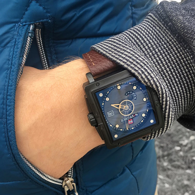 Naviforce большой циферблат Для мужчин Спортивные часы моды кварцевые Мужчин's