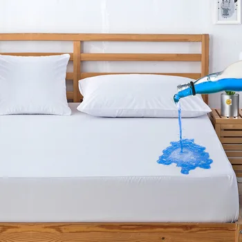 

100% Cotton Solid Bed Mattress Pad Cover Elastic Waterproof Hypoallergenic Mattress Protector Colchon Machine Washable Bed 45