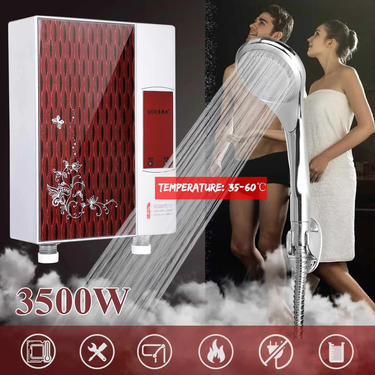 220 В 3600 Вт мини Tankless мгновенный Электрический горячий водонагреватель ванная душ набор водяного нагрева защита от температуры