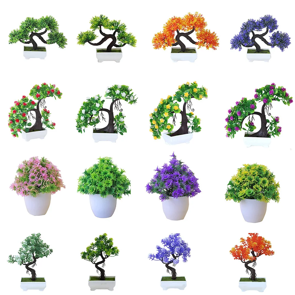 

Green Bonsai Tree in Square Pot Artificial Plant Decoration for Office/Home