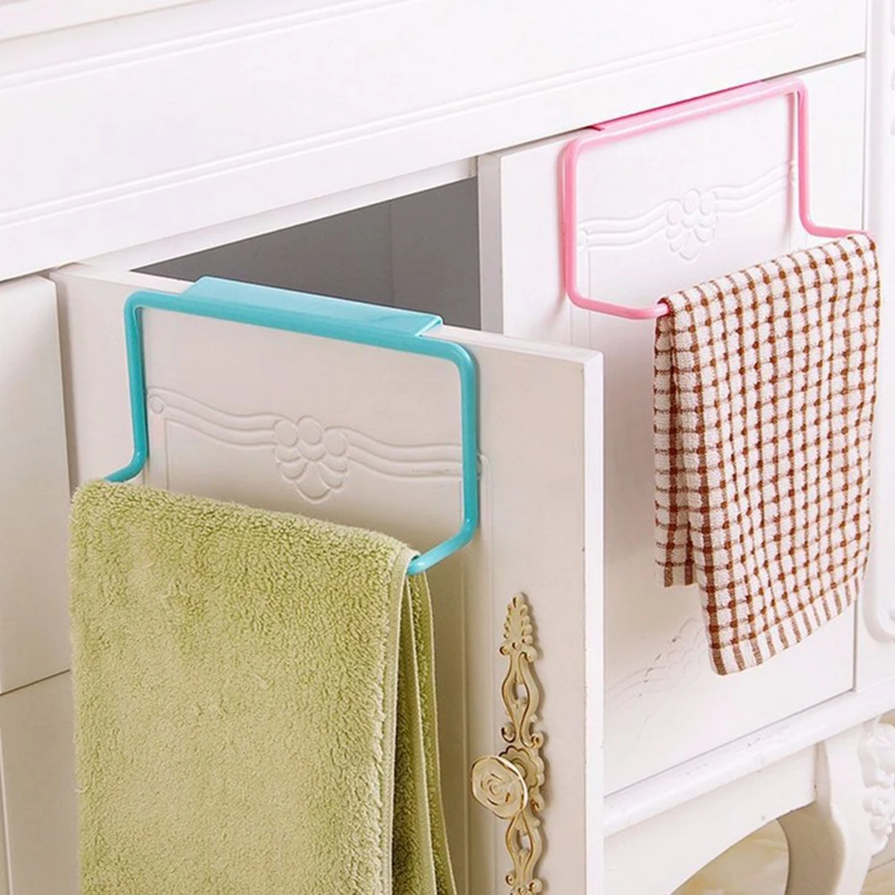 

Cabinet Door Back Towel Holder Plastic Storage Rack Indented Towel Hanging Multi-purpose Kitchen Hanger Rack Kitchen Accessories