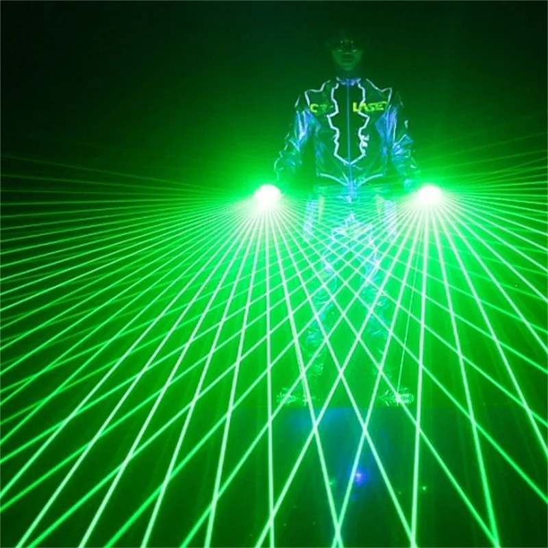 

drop ship Laser Gloves DJ Tunnel Effect Auto Rotating Vortex Glove Laser hand light for DJ Dance Party Club 532nm Module 80 beam