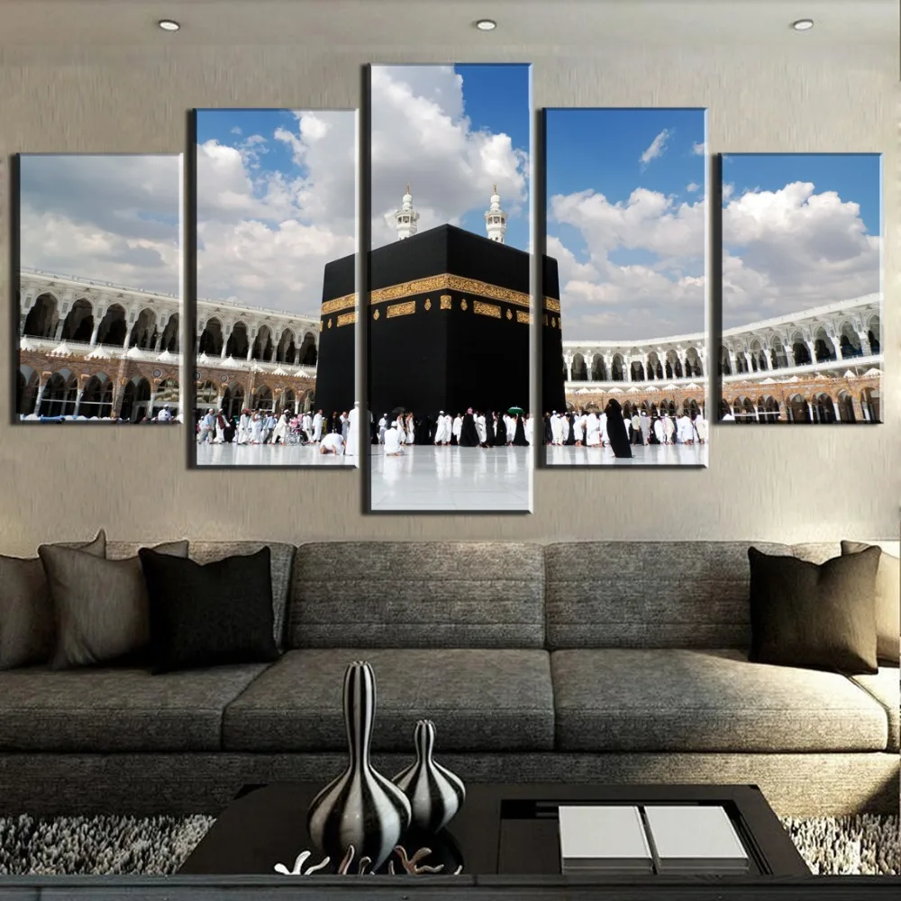 

5 Pcs HD Print Large Islamic Kaaba Mecca Picture Modern Decorative Paintings on Canvas Wall Art for Home Decorations Wall Decor