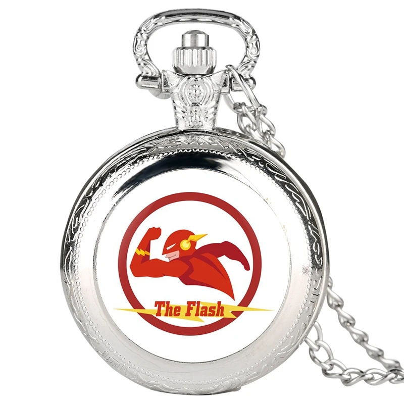

The Flash Man Quartz Pocket Watch Superhero Fashion Red Face Necklace Pendant Alloy Chain Clock for Men Fans Relojes de bolsillo