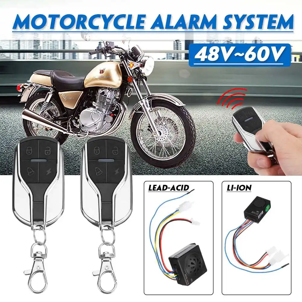

48V~60V Anti-theft Alarm System 2 Remote Control For Motorcycle/Scooter/Autobike