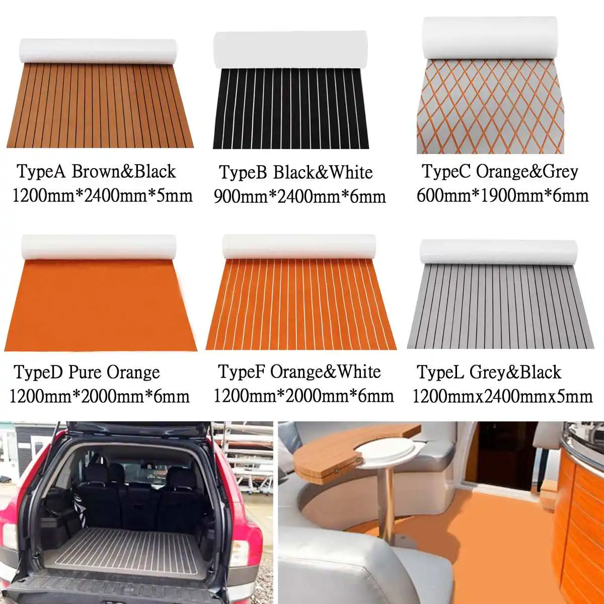 

Multi-size EVA Foam Faux Teak Decking Sheet Dark Brown Marine Boat 35" X 95" 5/6MM Thick DIY Car Protective Floor Carpet