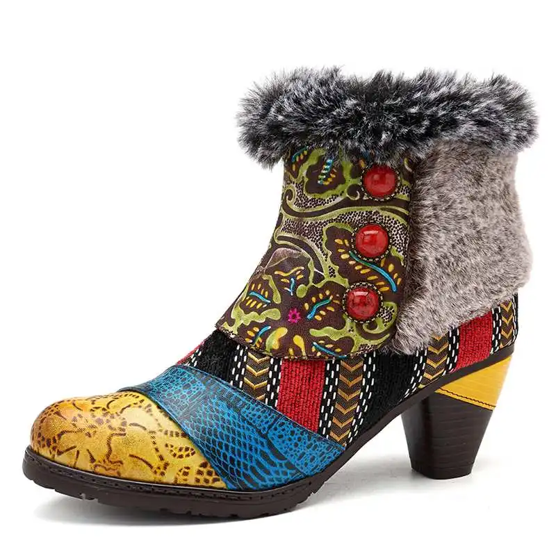 women's shoes chunky heel fur lined boots