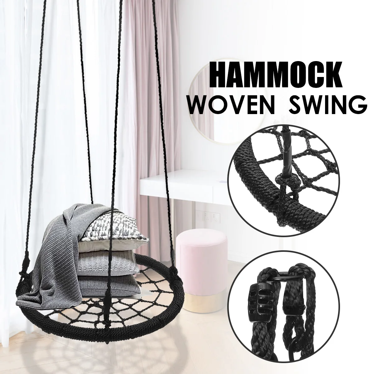 

Round Hammock Outdoor Indoor Dormitory Bedroom Children Swing Bed Kids Adult Swinging Hanging Chair Home Furniture