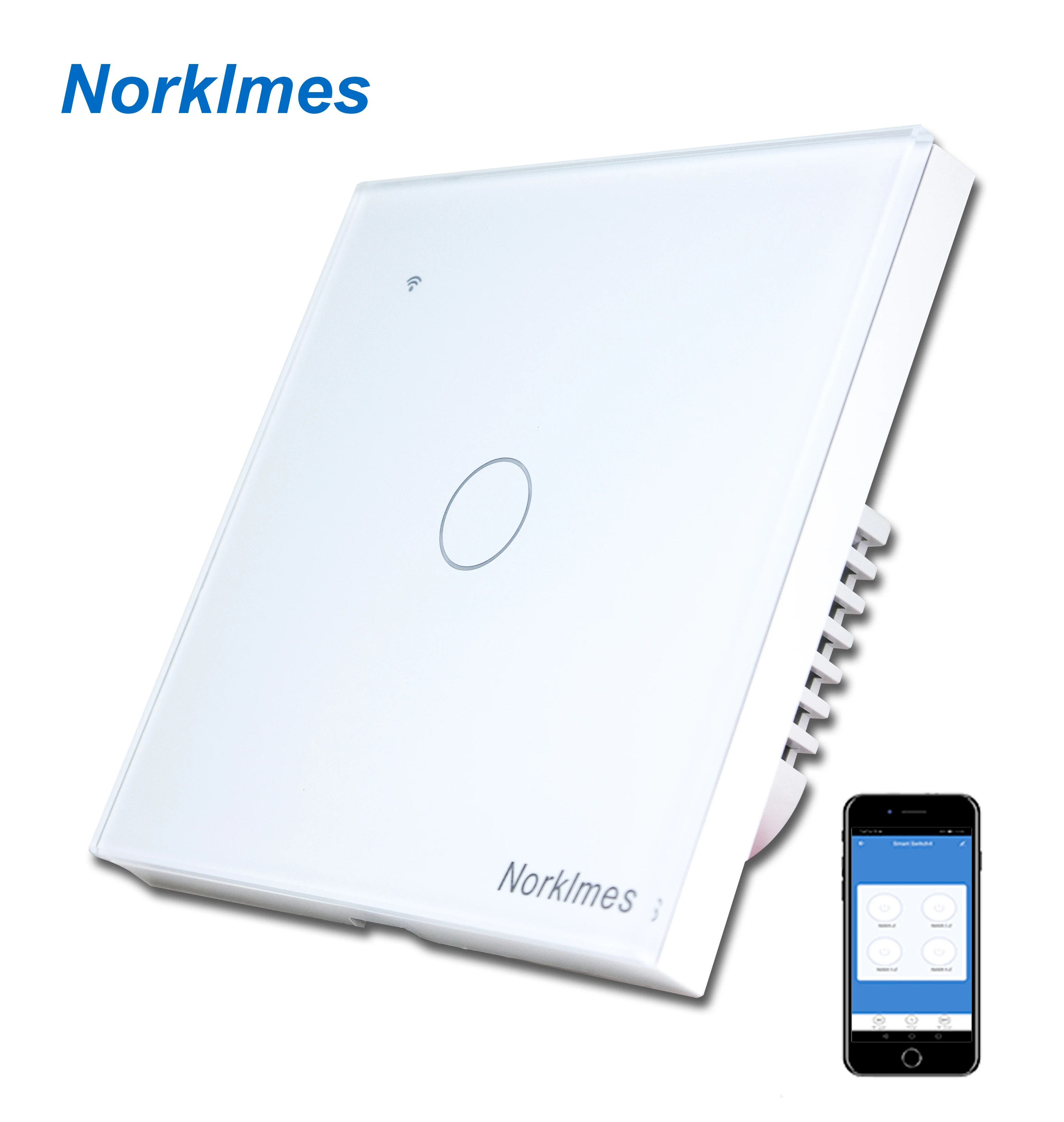 

Norklmes App Wireless WIFI Control Smart Home White Crystal Switch 110-250v EU UK 1 Gang Touch Remote WIFI Control Light Switch