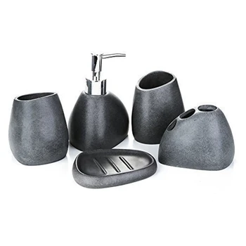 

CSS Bathroom Accessories Set Resin Bathroom Bath 5PC Set Gravel