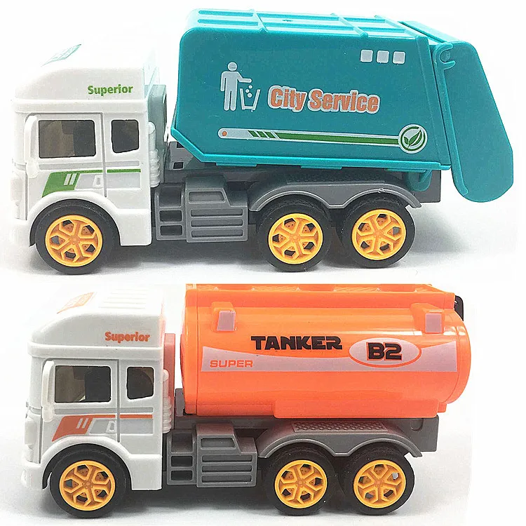 

1pcs boy car toys for boys Simulated Garbage truck sanitation vehicle oil tank car toy truck childern Inertial Toys kids gifts