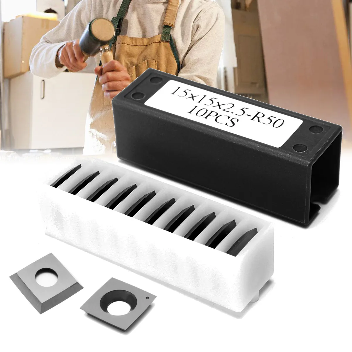 

10Pcs 15mm Square Carbide Insert 4 Edge for Woodworking Processing Cutter Turning Lathes Tool Boring Bar
