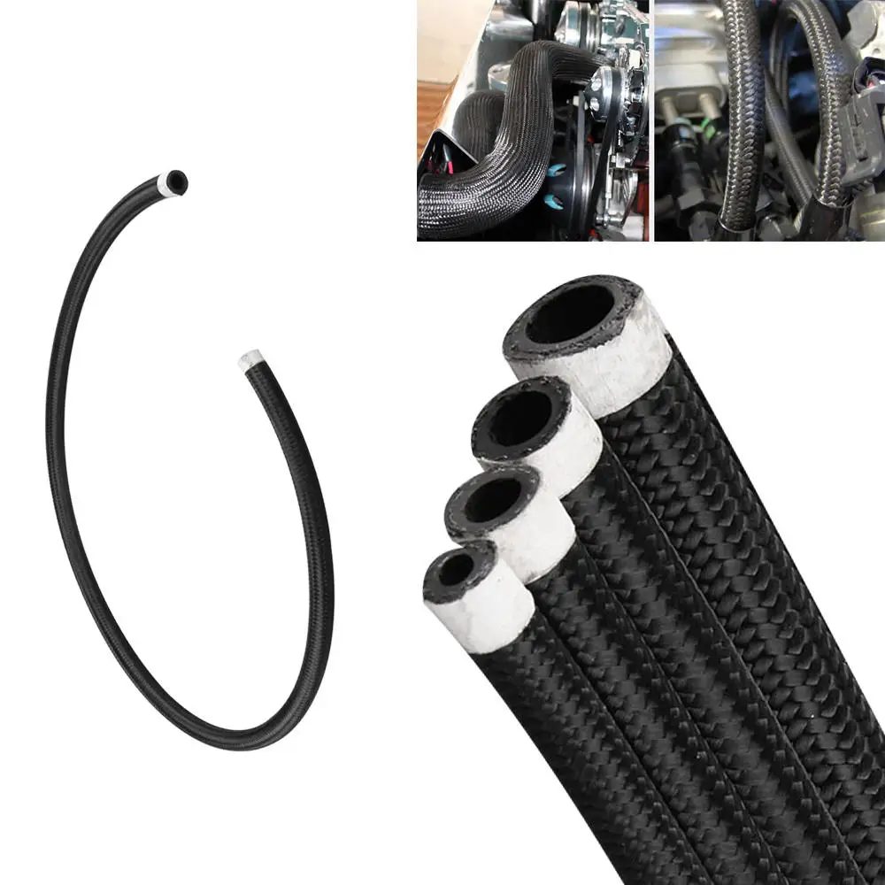 GOMMA Tubo Carburante Tubo Flessibile Intrecciato Nero Motore Olio Acqua Benzina Diesel