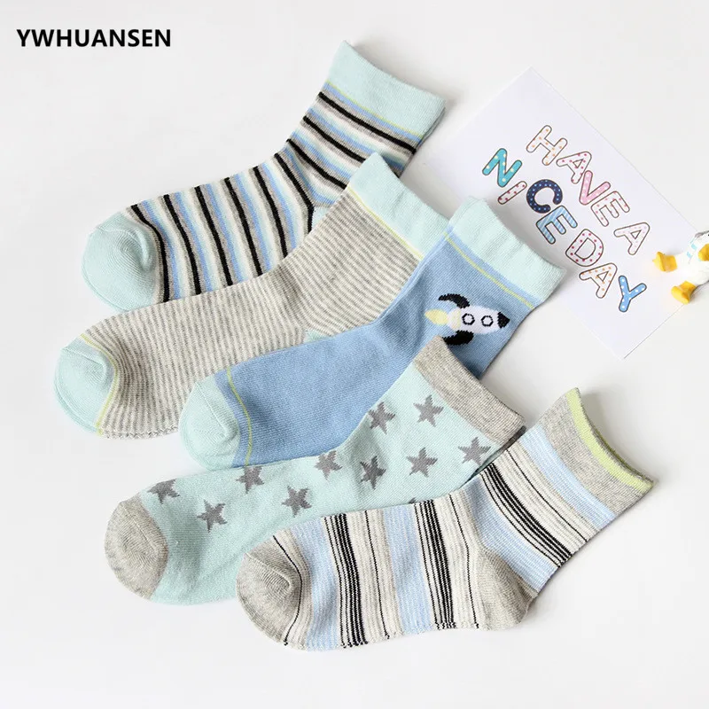 YWHUANSEN 5 пара/лот от 1 до 12 лет мягкие хлопковые носки для мальчиков и девочек милые