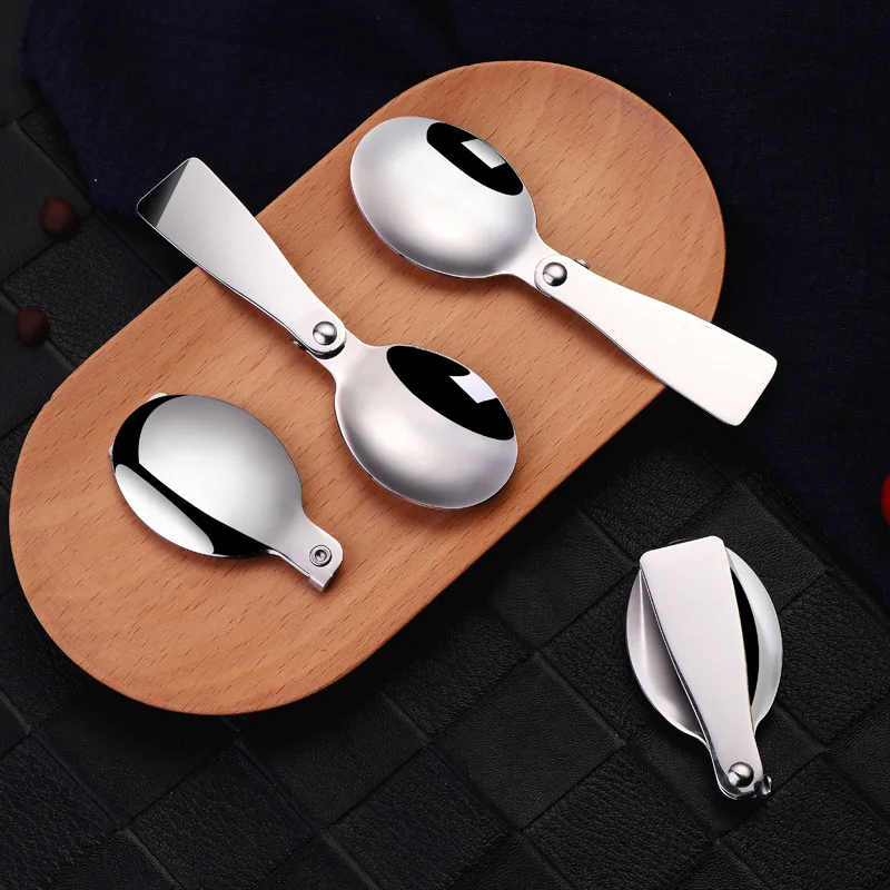 

Metal Spoon Picnic Tableware Spoon Outdoor Foldable Camping Hiking Cookout Picnic Folding Cutlery Tool Travel.