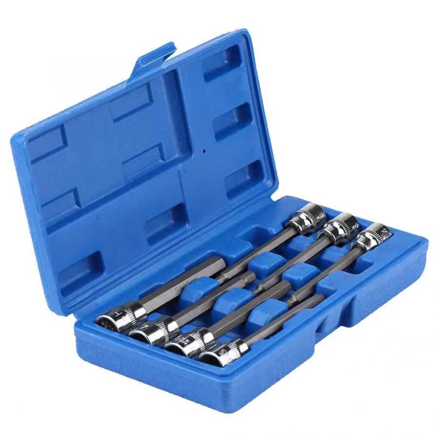 7Pcs Extra Long Hex Bit Socket Set 3/4/5/6/7/8/10 mm Drive Repair Tool Kit Chrome Vanadium Steel Car Tools |