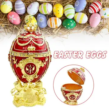 

New Hand Painted Faberge-style Desktop Decoration Enameled Egg Rhinestone Jewelry Trinket Box Popular Party Gift Home Decoration