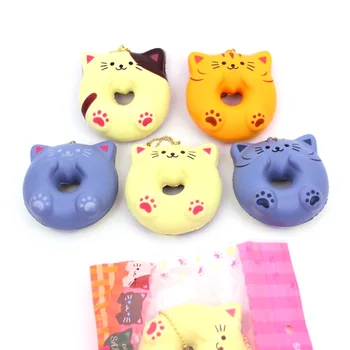 

New squishy 10pcs charm cat donut slow rising squishy kawaii squishy kids gift squeeze toy phone pendant Free Shipping
